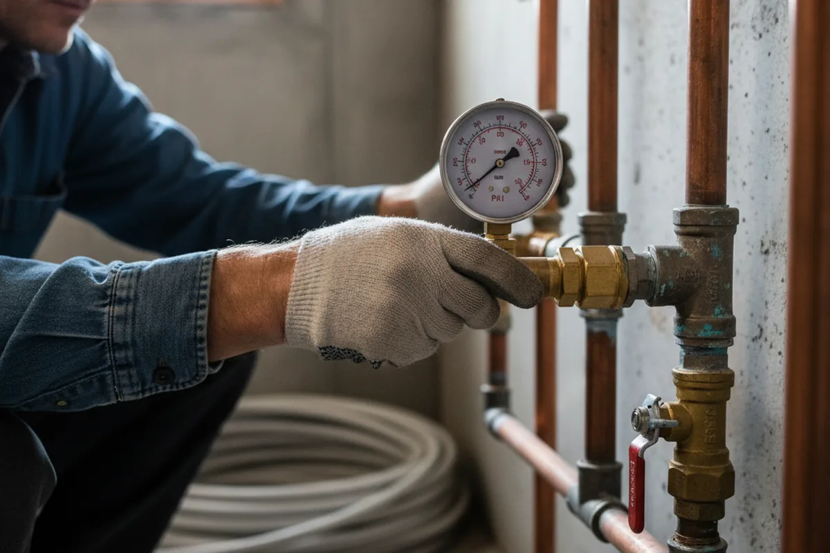 Pressure testing a repaired line during Water Line Repair in Lonaconing